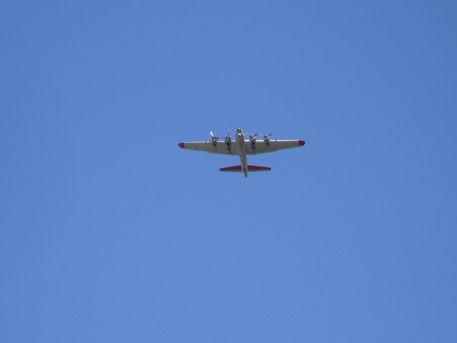 One of my favorite planes is the World War II bomber, the B-17.  I captured this one as it flew overhead at an air show in Spokane.
